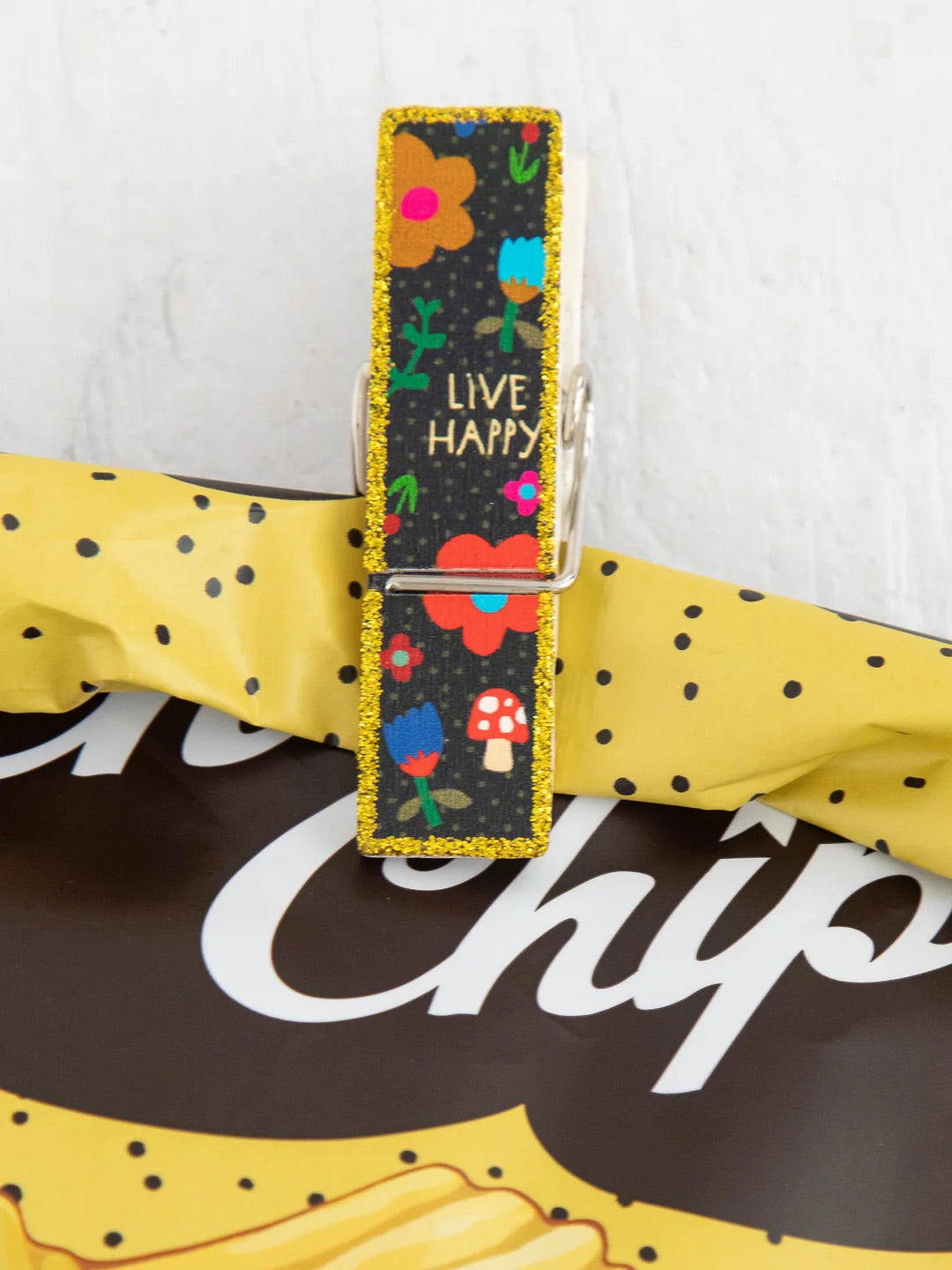 Natural Life Happy Clips-Live Happy Floral, Set of 4