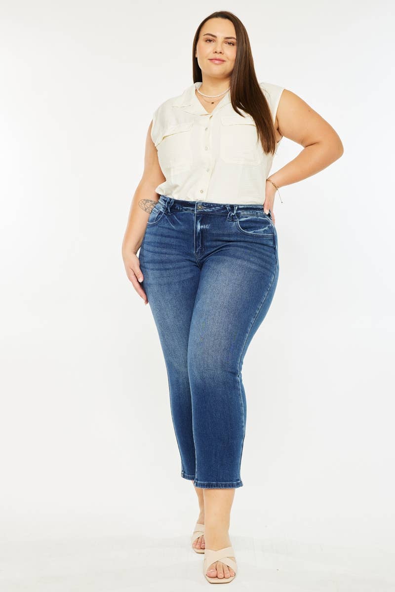 Kan Can Candice Mid Rise Slim Straight Fit Jeans (Plus Size)