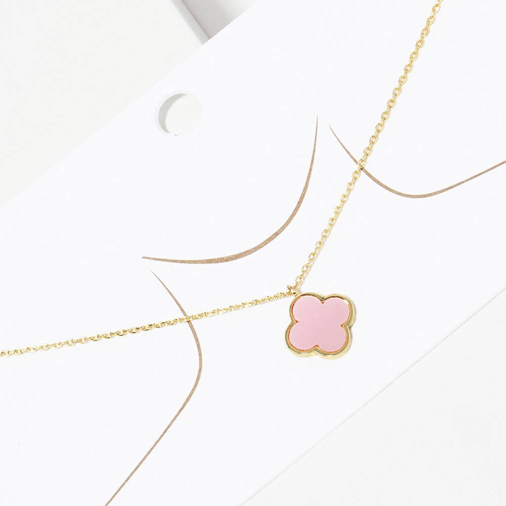 Gold Dipped Quatrefoil Pendant Necklace