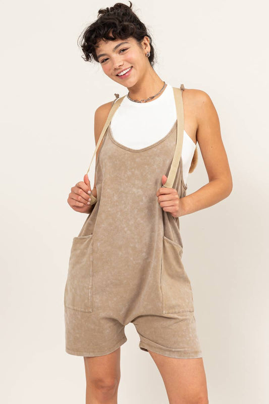 MINERAL WASHED CAMI ROMPER