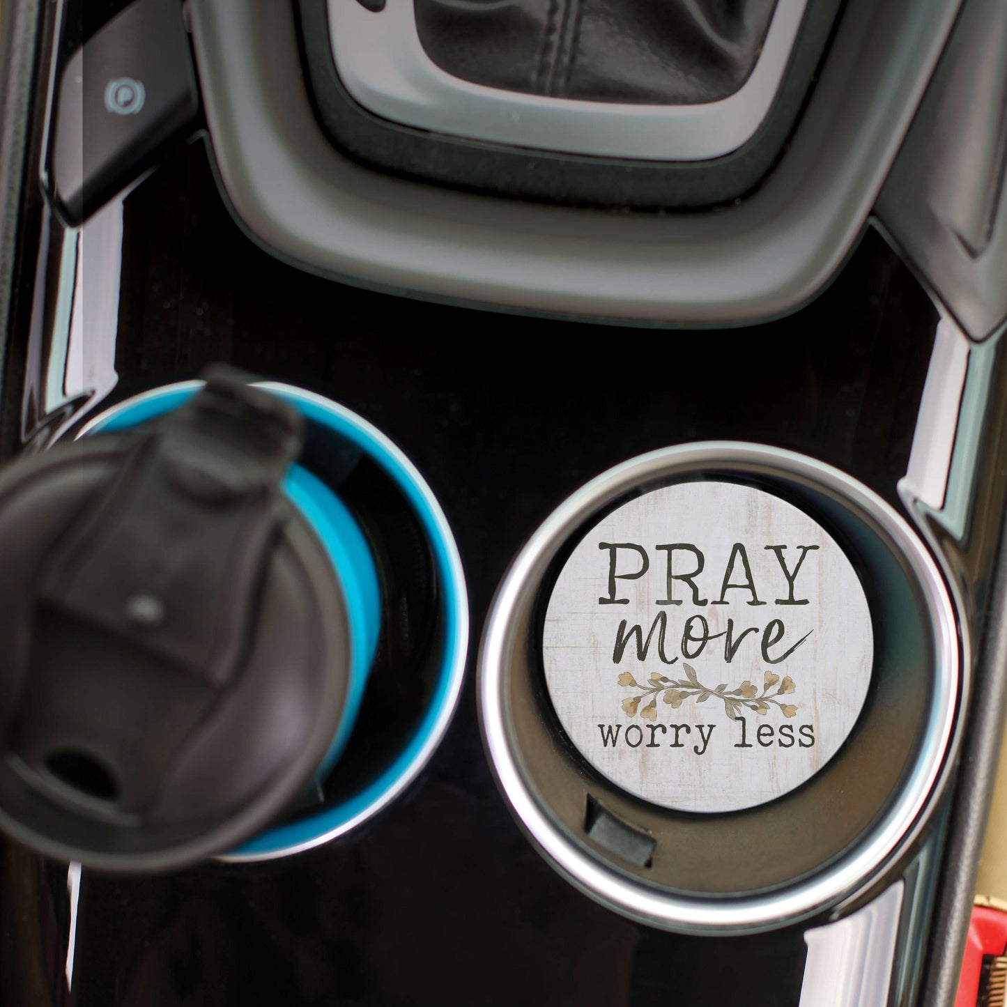 Ceramic Pray More Worry Less Car Coaster