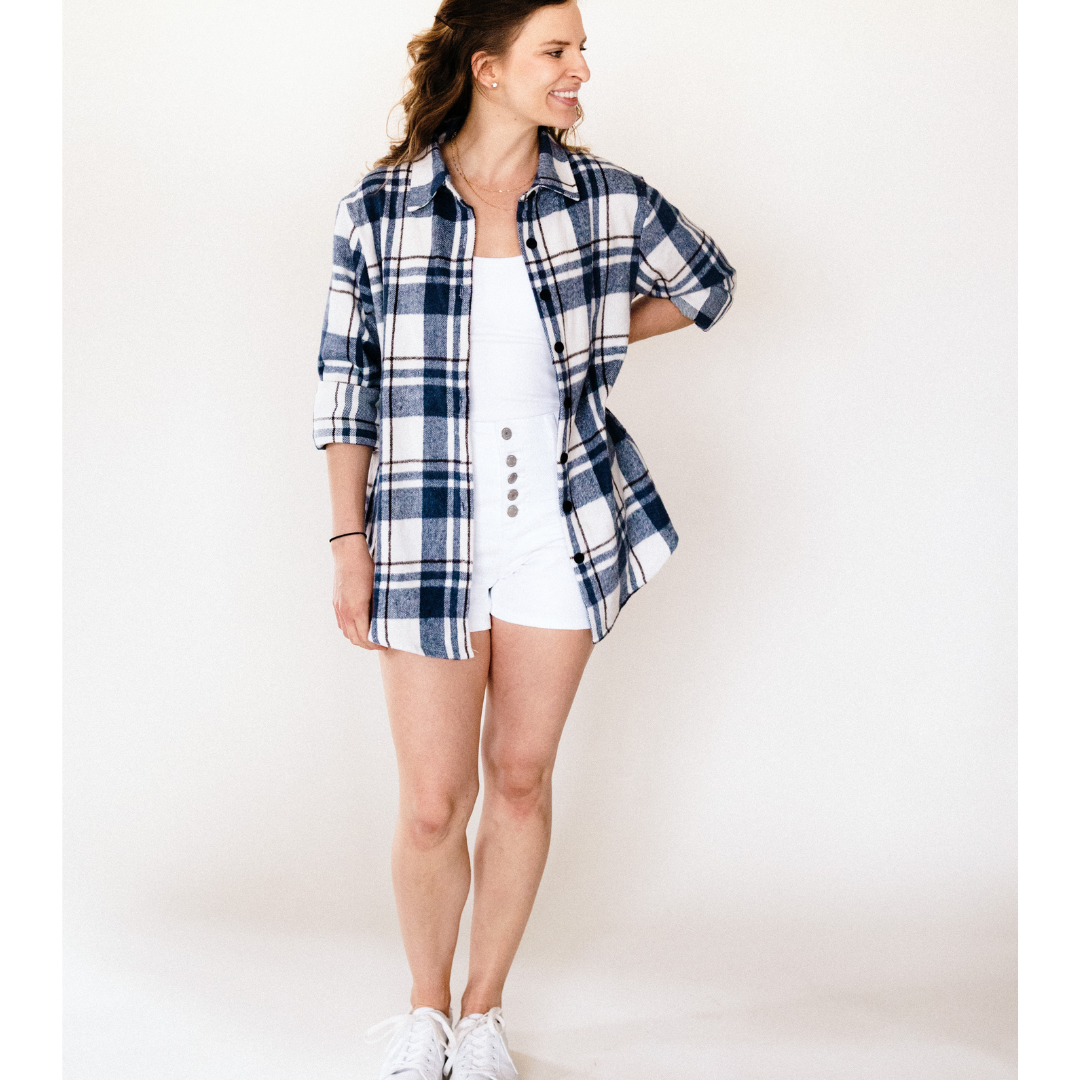 Navy Plaid Flannel - Adult