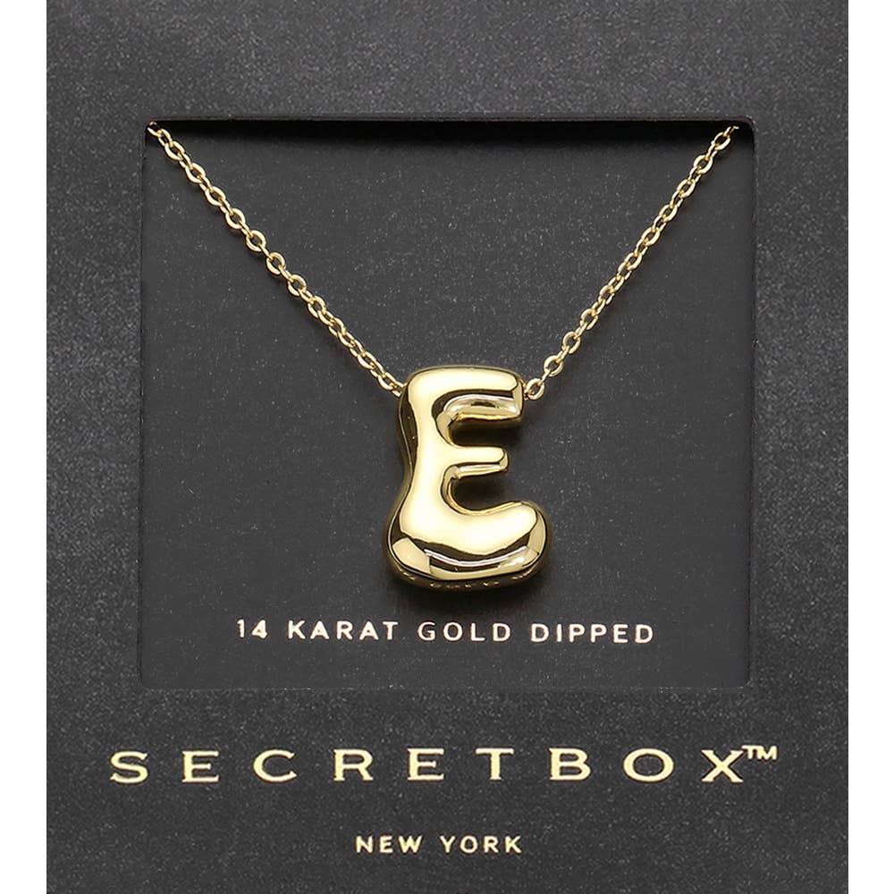 14K Gold Dipped Bubble Initial Pendant Necklace