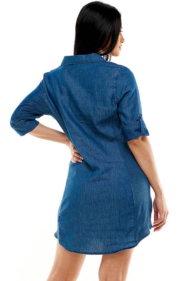 Chambray Mini Shirt Dress