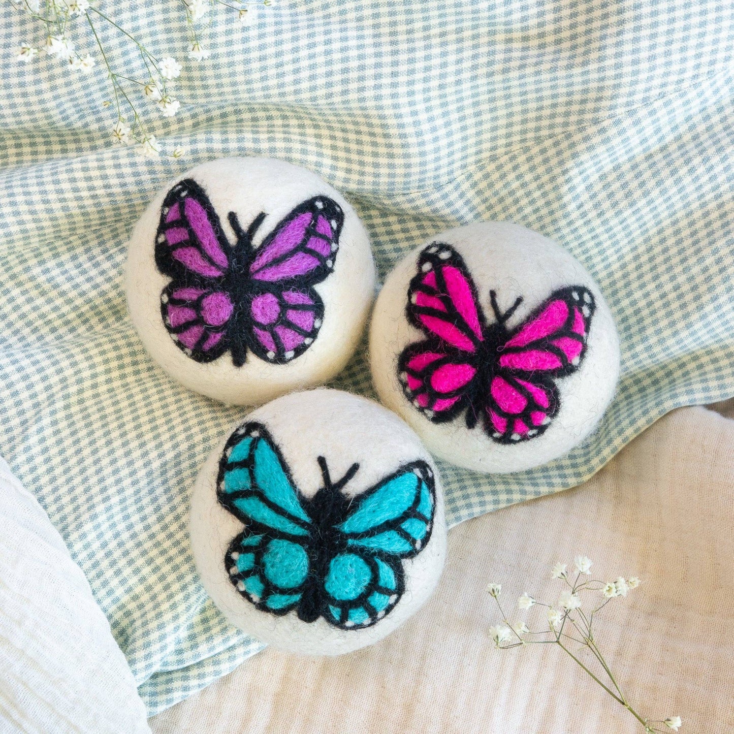 Monarch Butterfly Eco Wool Dryer Ball Set of 3