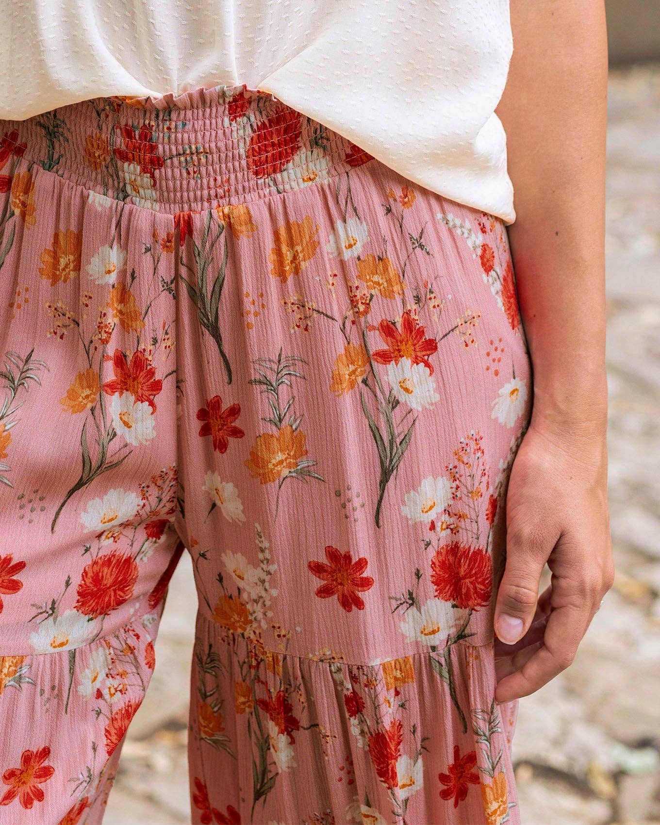 Maxi Skirt/Pant - Ankle Length in Pink Floral