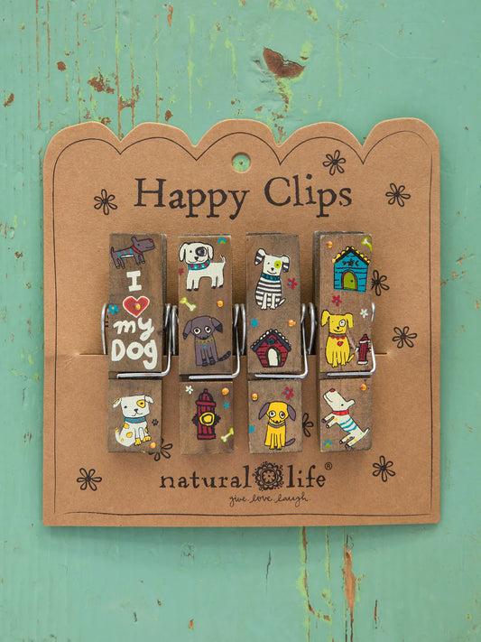 Natural Life Happy Clips-Heart My Dog, Set of 4