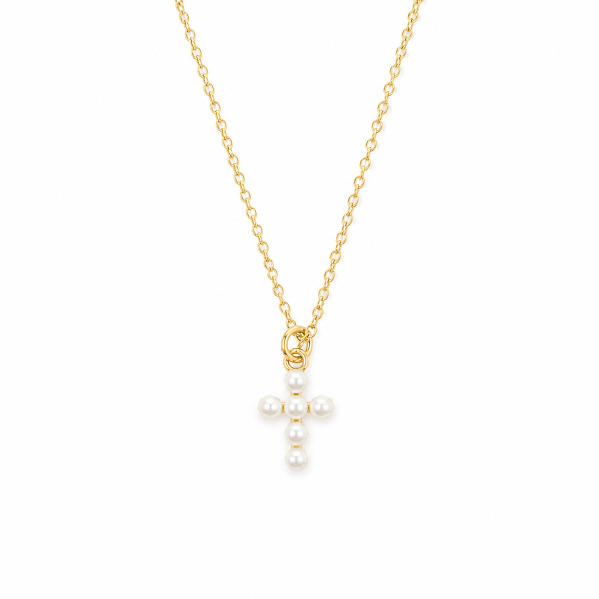 Shell Pearl Cross Necklace
