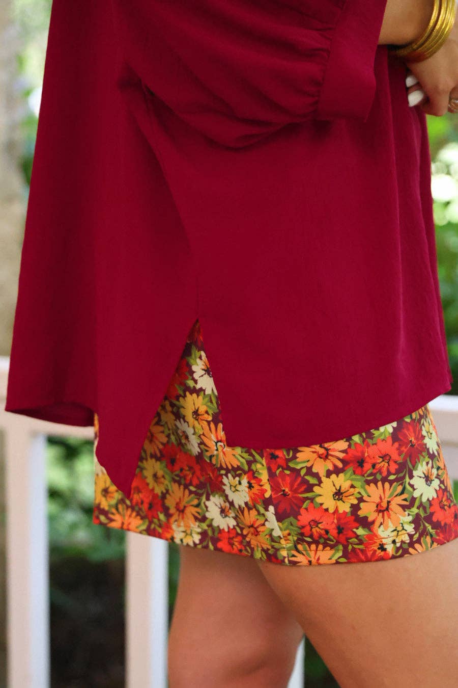 Sloane Button Up Top- Burgundy