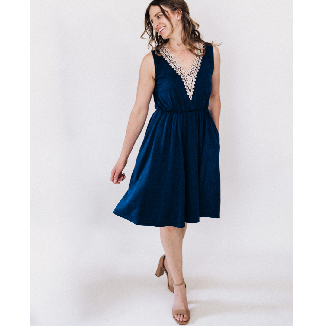 Navy Lace Mommy & Me Dress - Women