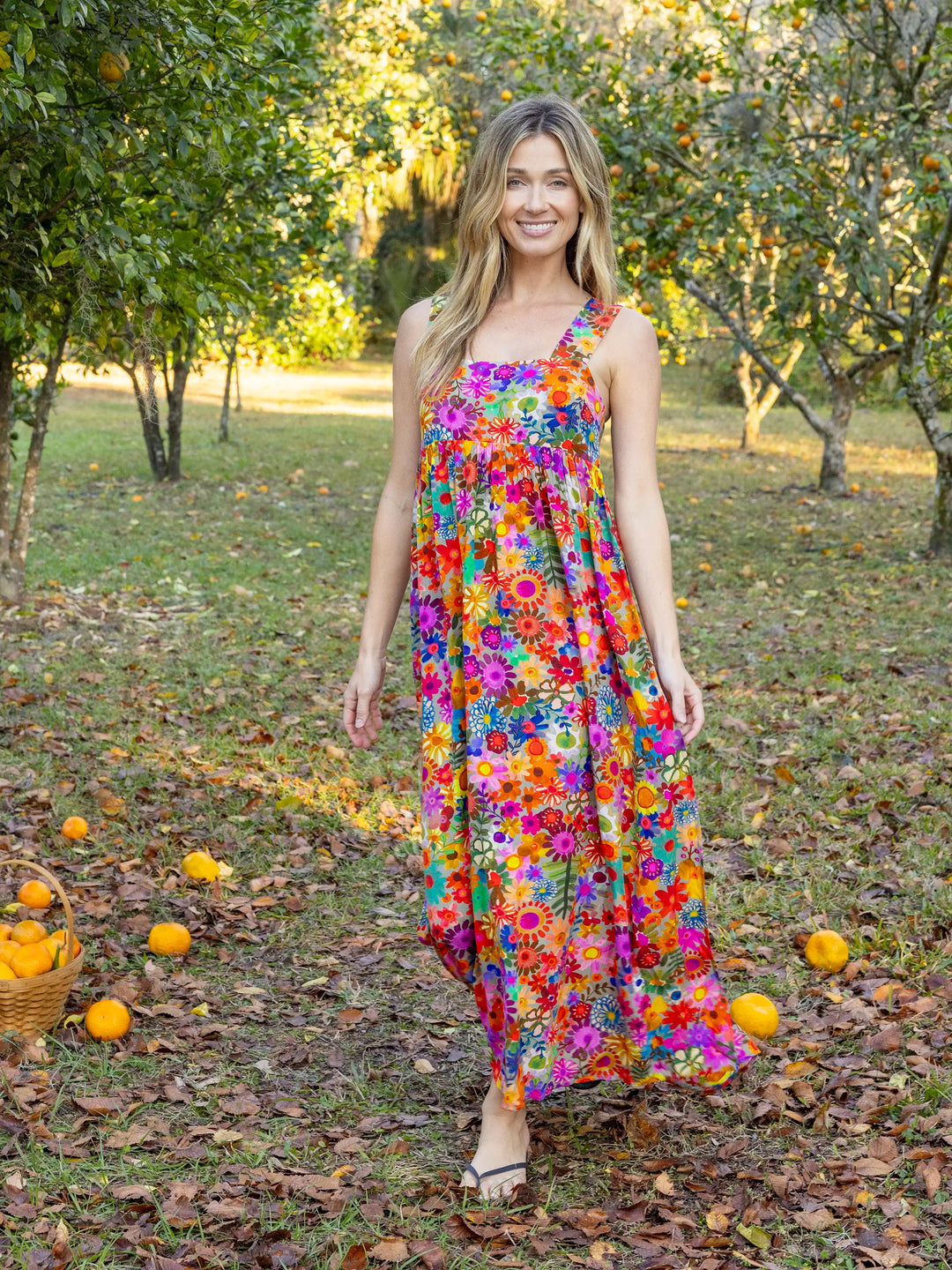 Natural Life Tricia Maxi Dress-Rainbow Calico Floral
