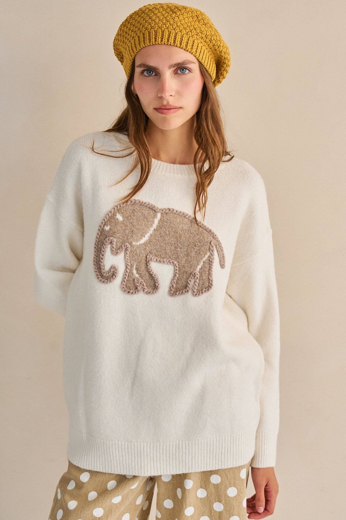TEXTURED ELEPHANT KNIT SWEATER