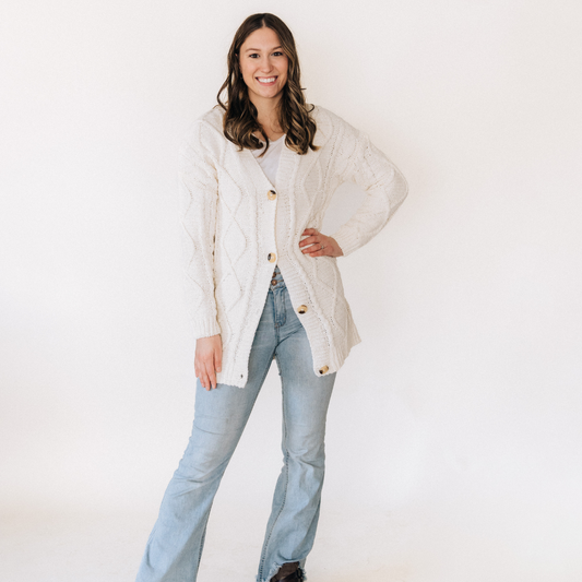 Ivory Cable Knit Cardigan