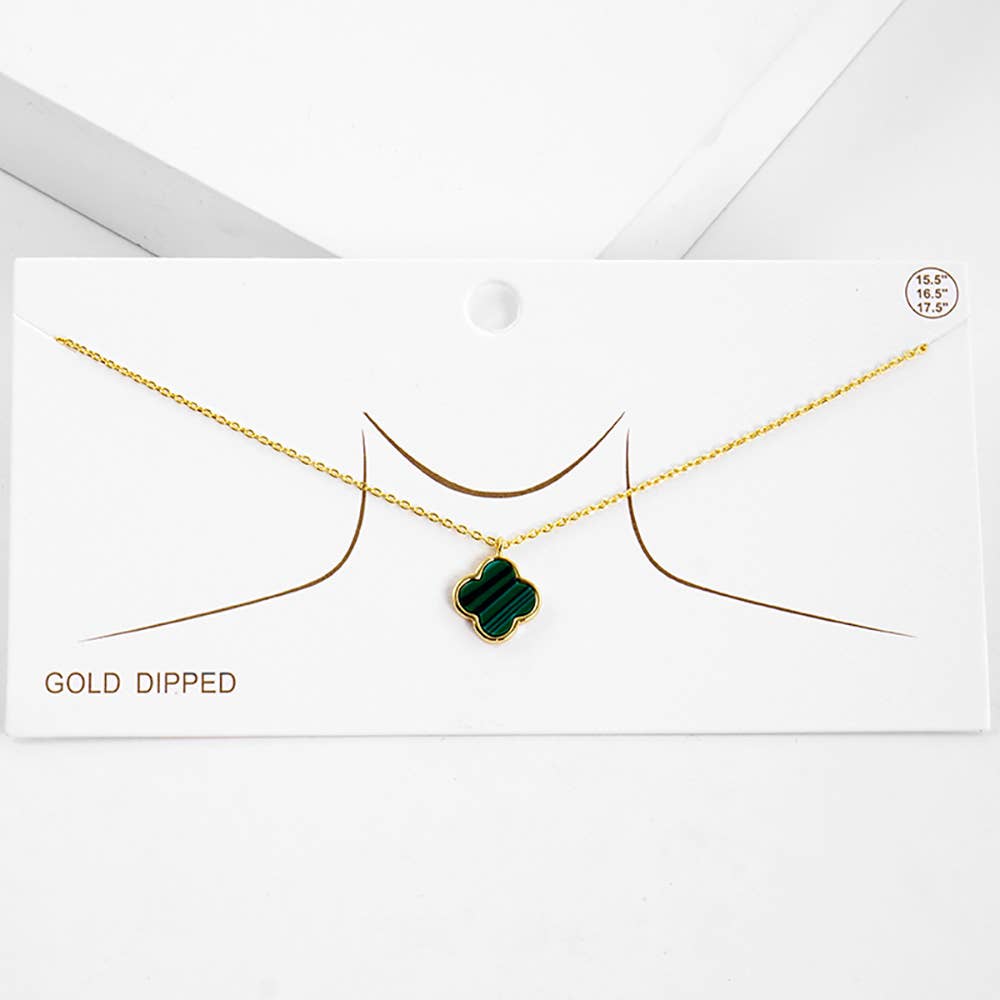 Gold Dipped Quatrefoil Pendant Necklace