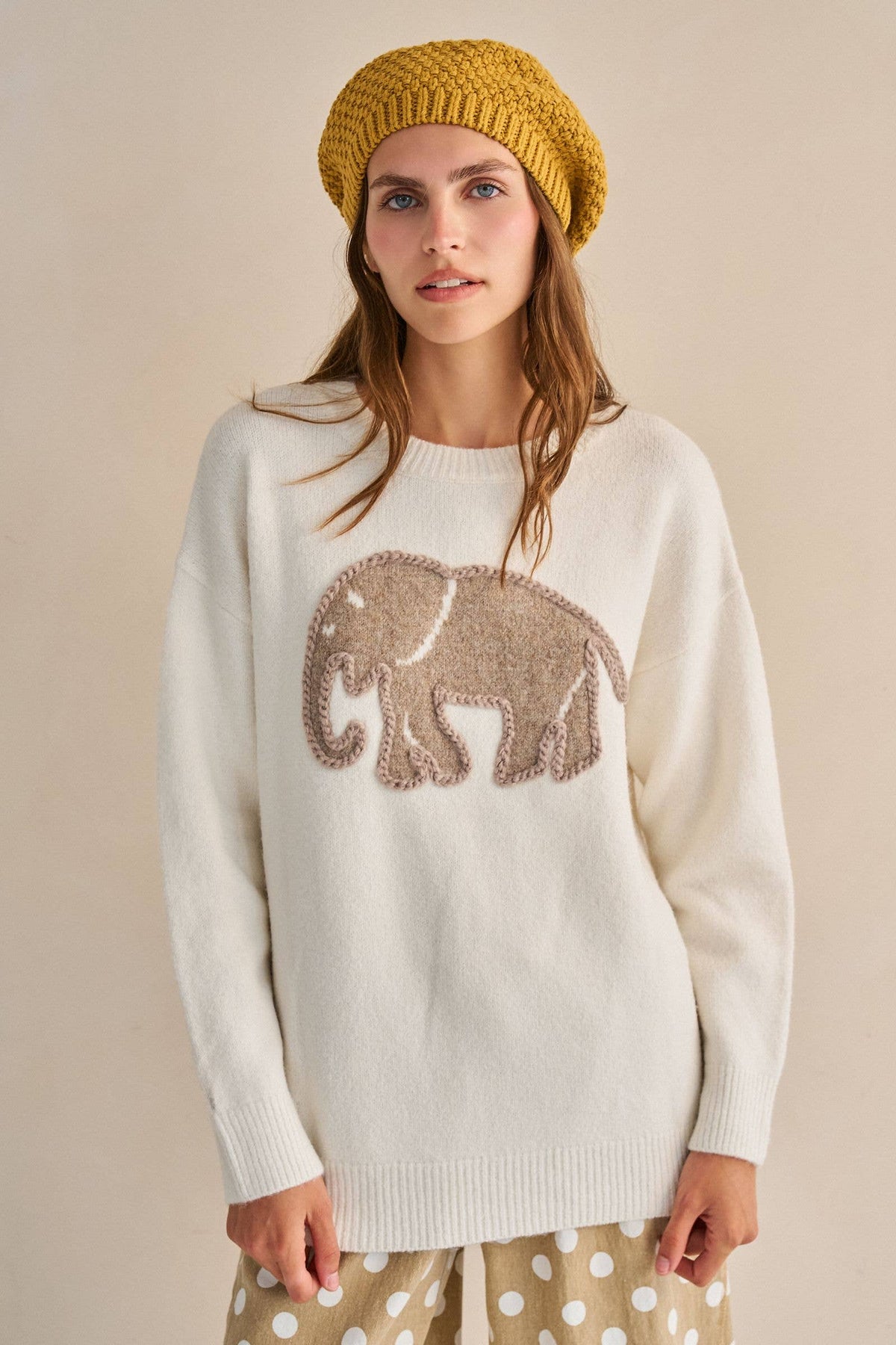 TEXTURED ELEPHANT KNIT SWEATER