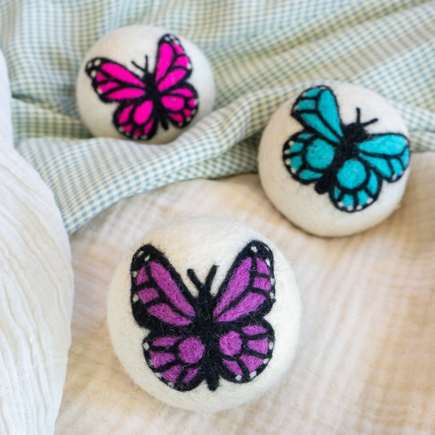 Monarch Butterfly Eco Wool Dryer Ball Set of 3