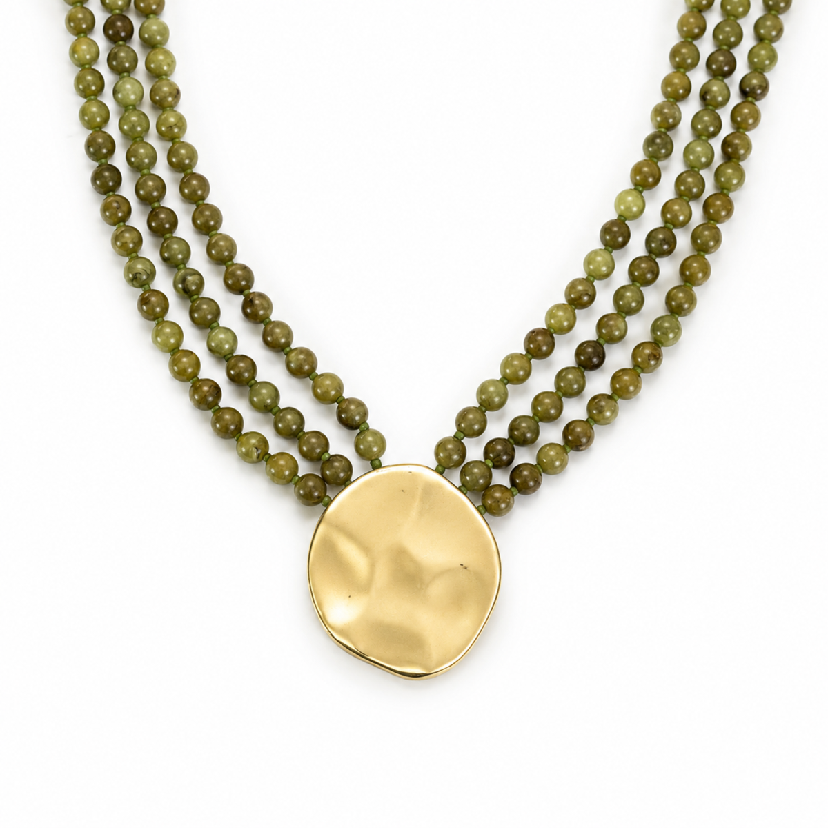 Gorgeously Draping Statement Beaded Necklace - 3 Row Marbled Beads