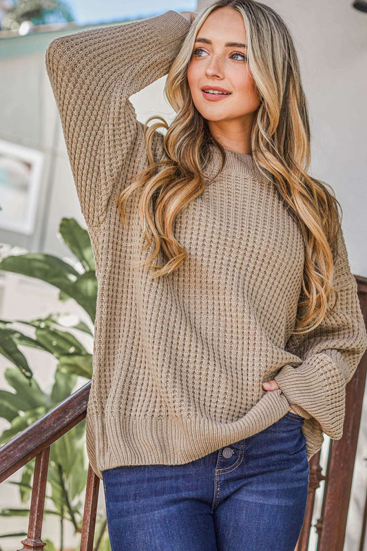 Cozy and Soft Waffle Basic Pullover Sweater