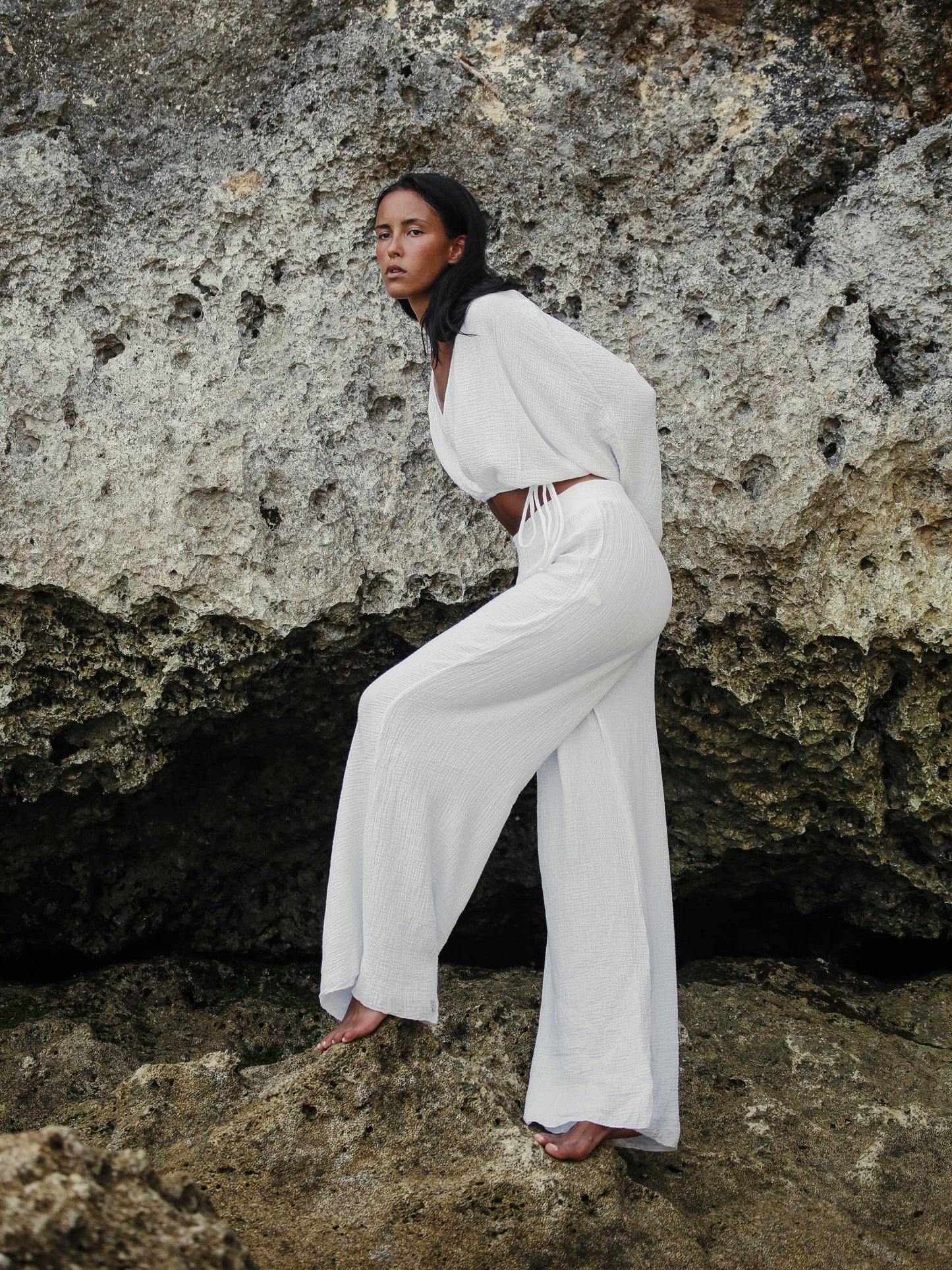 Skye Palazzo Pants - White