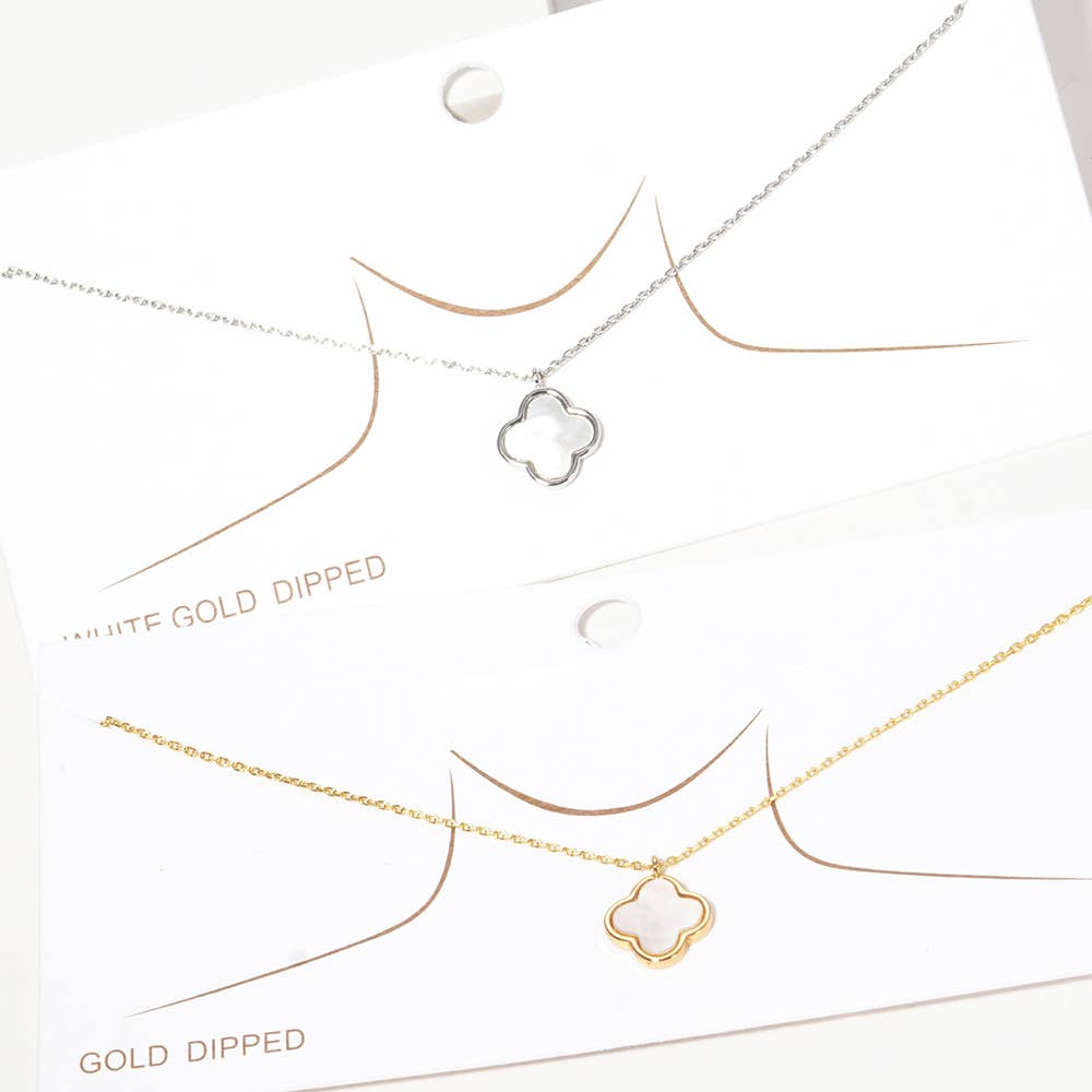 Gold Dipped Quatrefoil Pendant Necklace