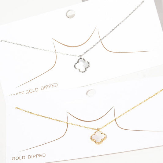 Gold Dipped Quatrefoil Pendant Necklace