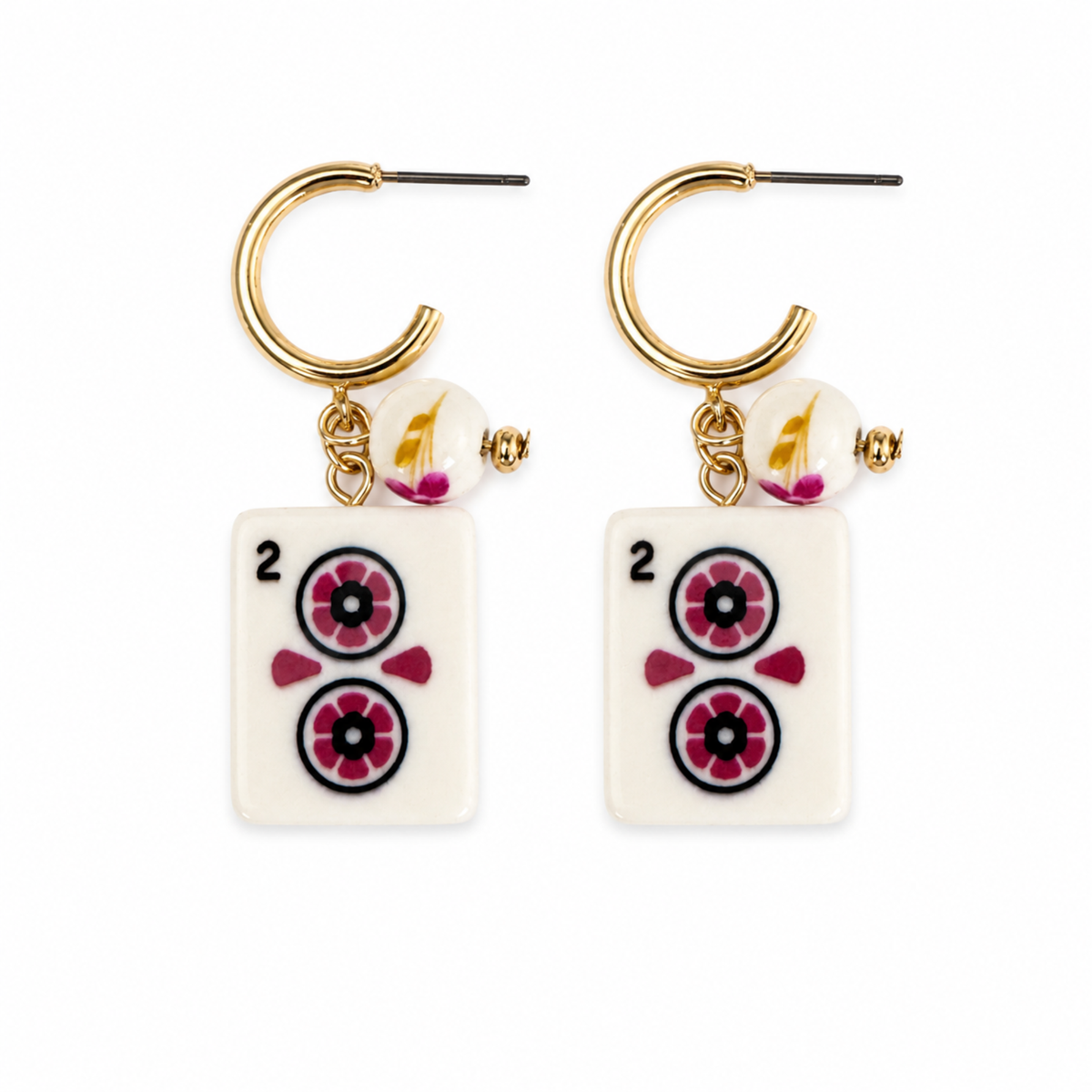 Ellison + Young Mahjong Tile Charm Hoop Earrings