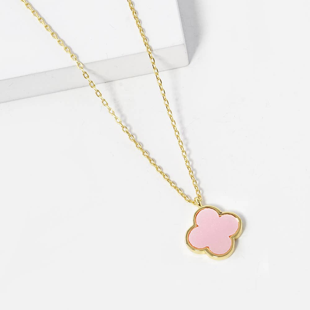 Gold Dipped Quatrefoil Pendant Necklace