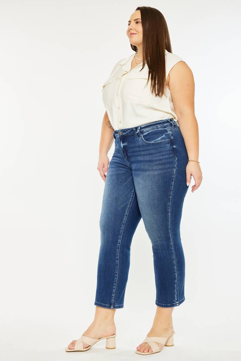 Kan Can Candice Mid Rise Slim Straight Fit Jeans (Plus Size)