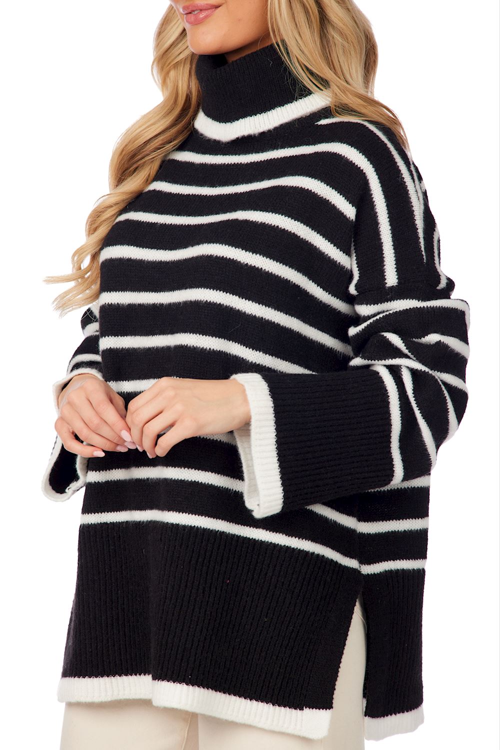 Mud Pie Black Dunn Striped Sweater