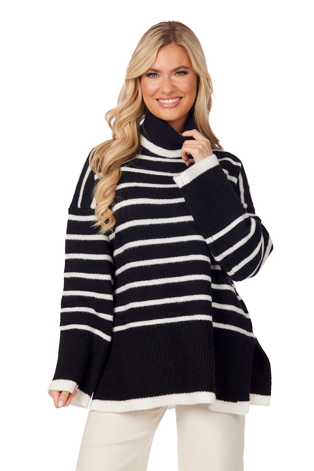Mud Pie Black Dunn Striped Sweater