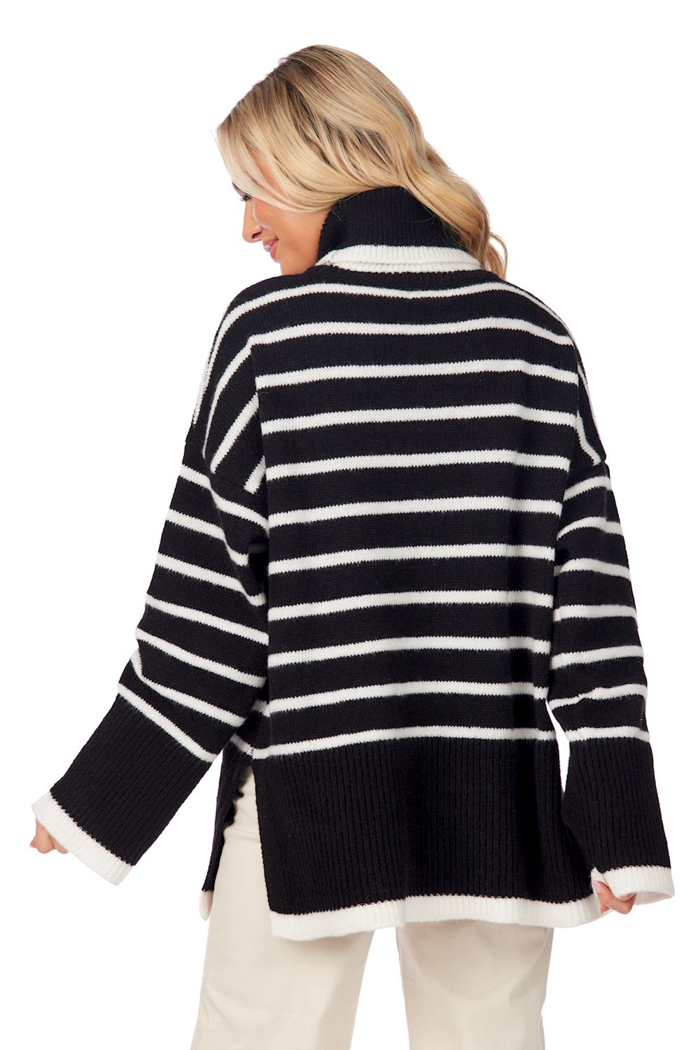 Mud Pie Black Dunn Striped Sweater
