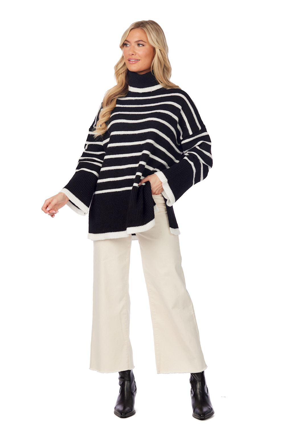 Mud Pie Black Dunn Striped Sweater