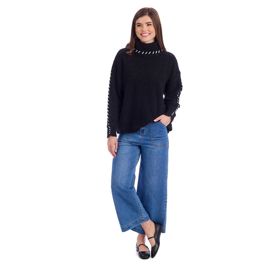 Mud Pie Black Fallon Contrast Sweater