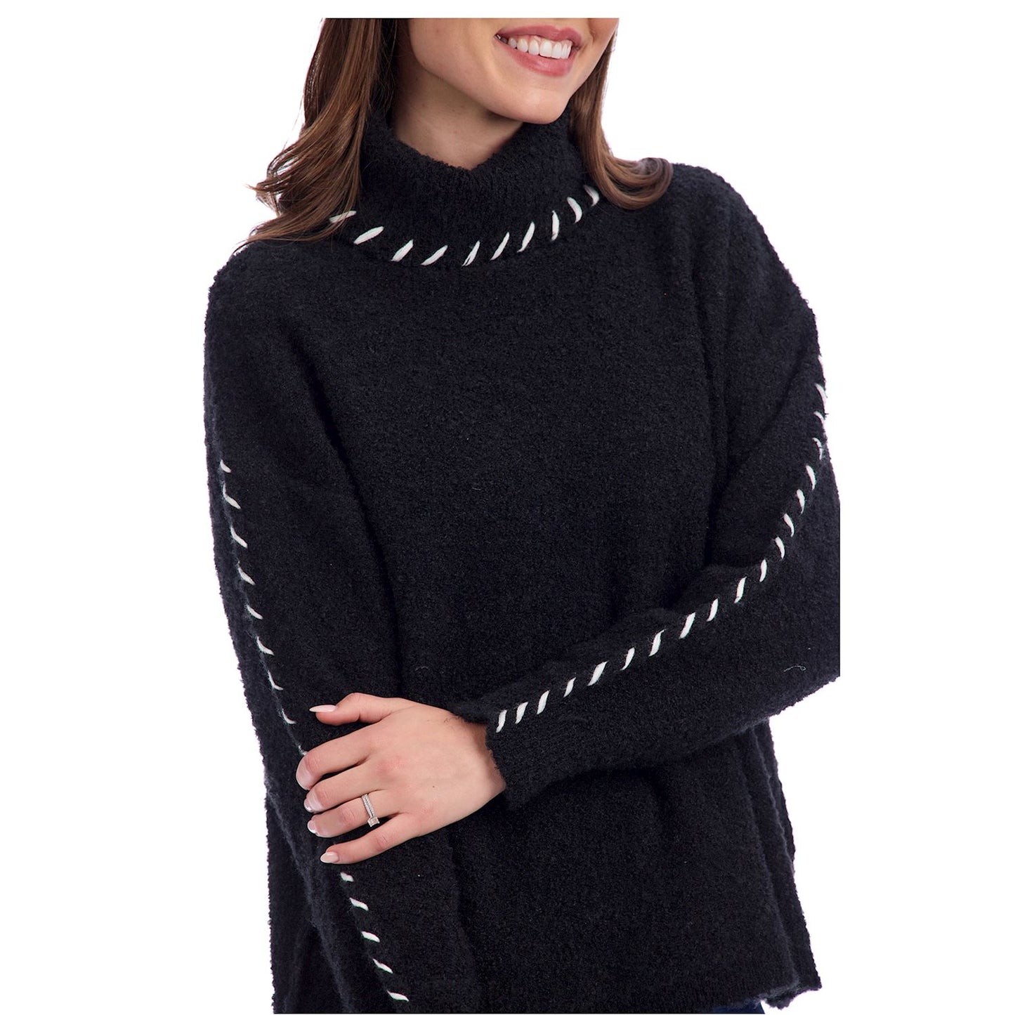 Mud Pie Black Fallon Contrast Sweater