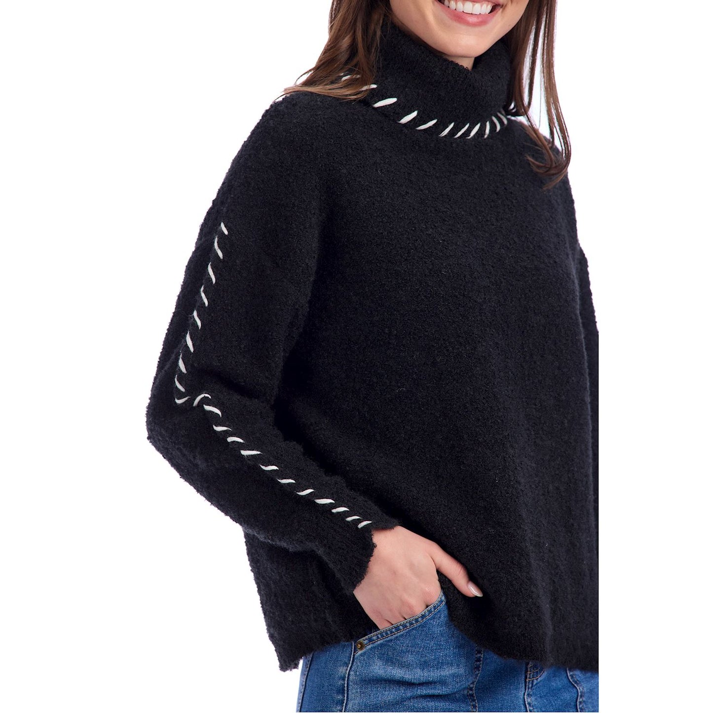 Mud Pie Black Fallon Contrast Sweater