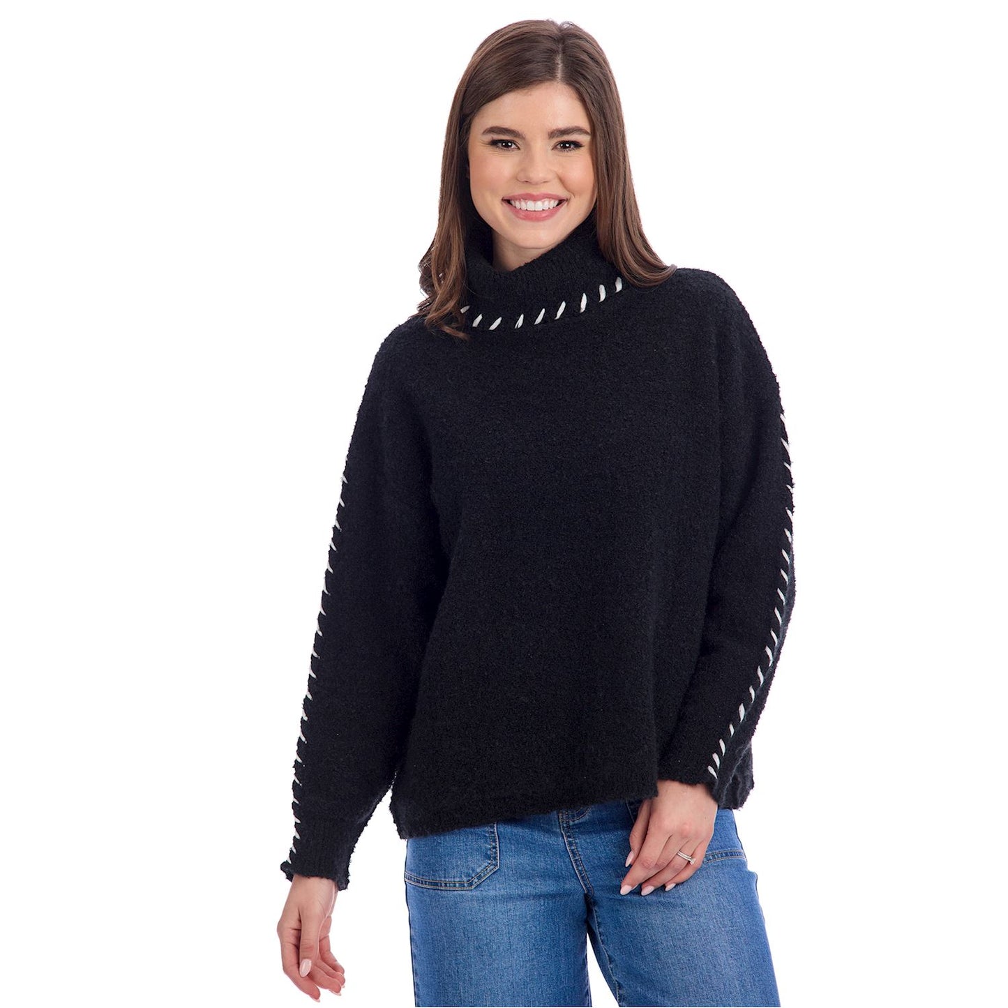 Mud Pie Black Fallon Contrast Sweater