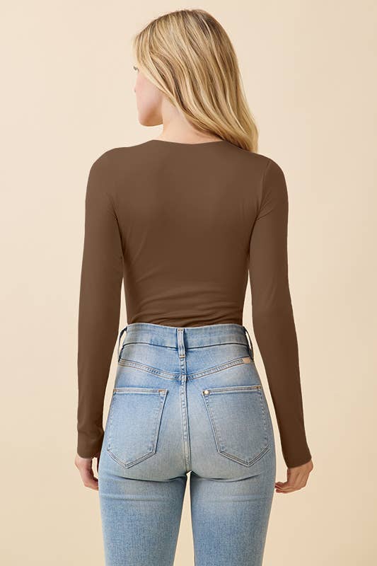 CREW NECK DOUBLE LAYERED LONG SLEEVE BODYSUIT