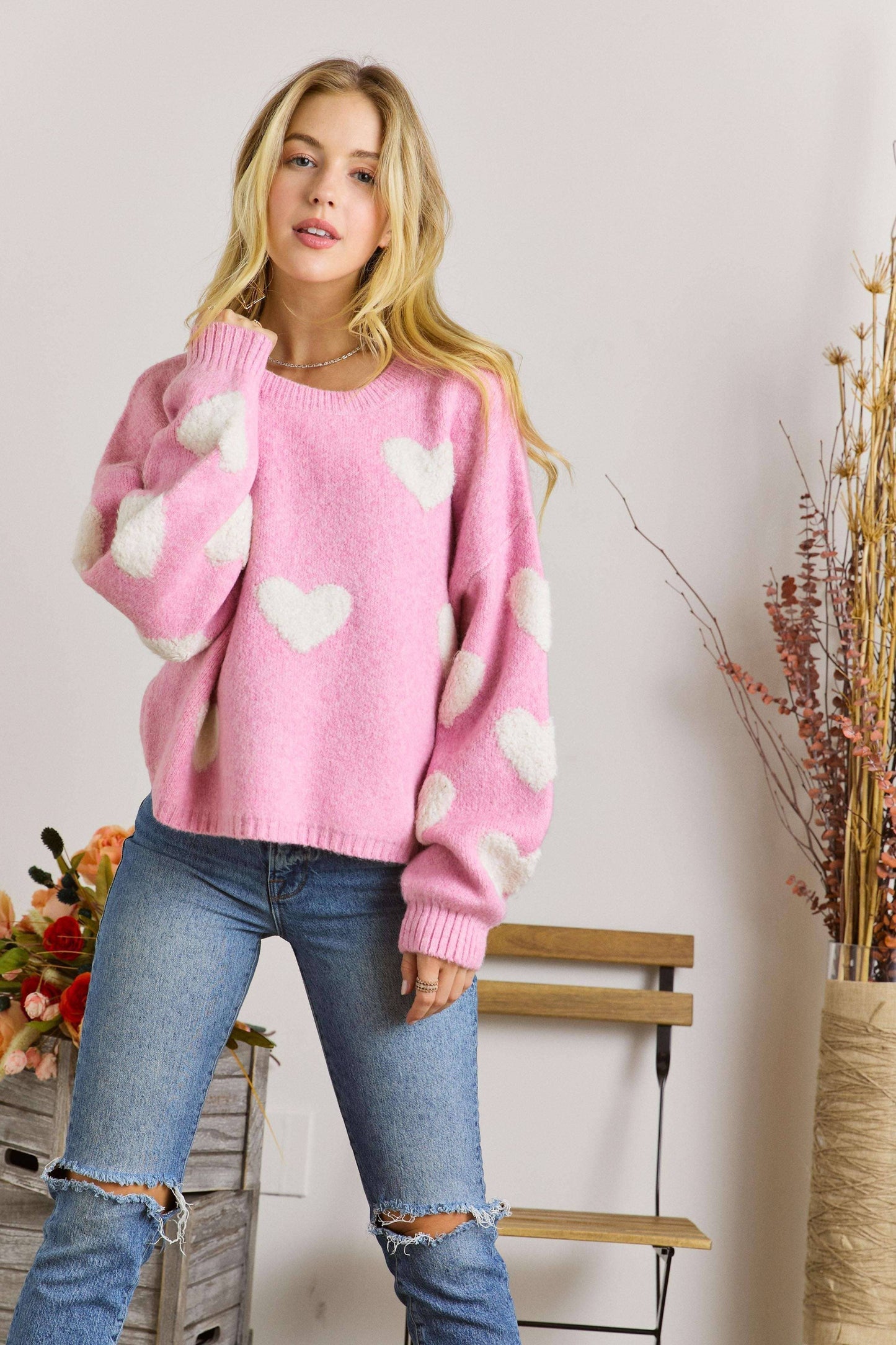 LOVELY HEART SWEATER TOP