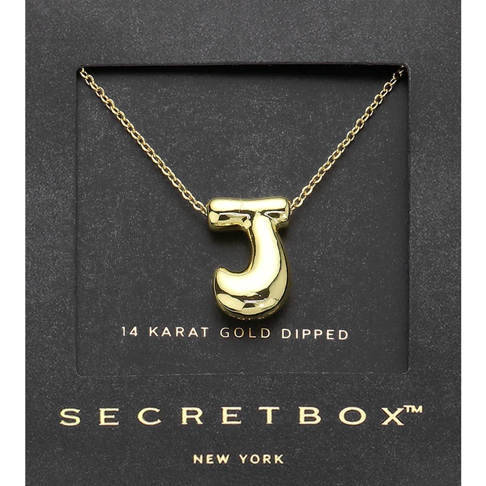 14K Gold Dipped Bubble Initial Pendant Necklace