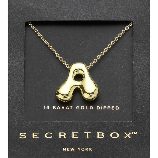 14K Gold Dipped Bubble Initial Pendant Necklace