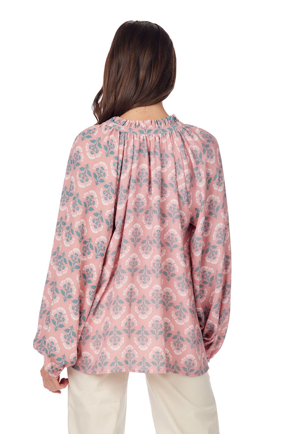 Mud Pie Blush Rose Block Print Warren Top