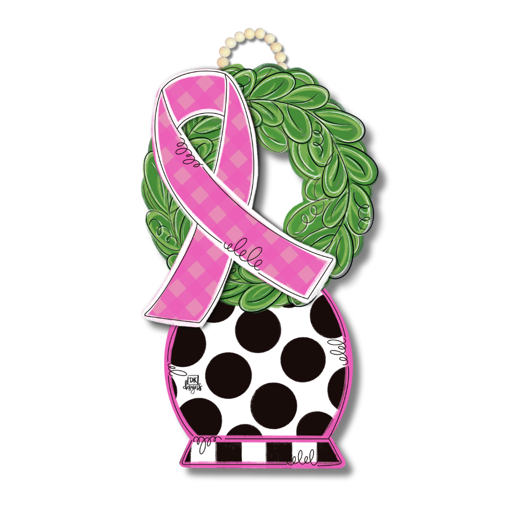 Pink Awareness Topiary Door Hanger