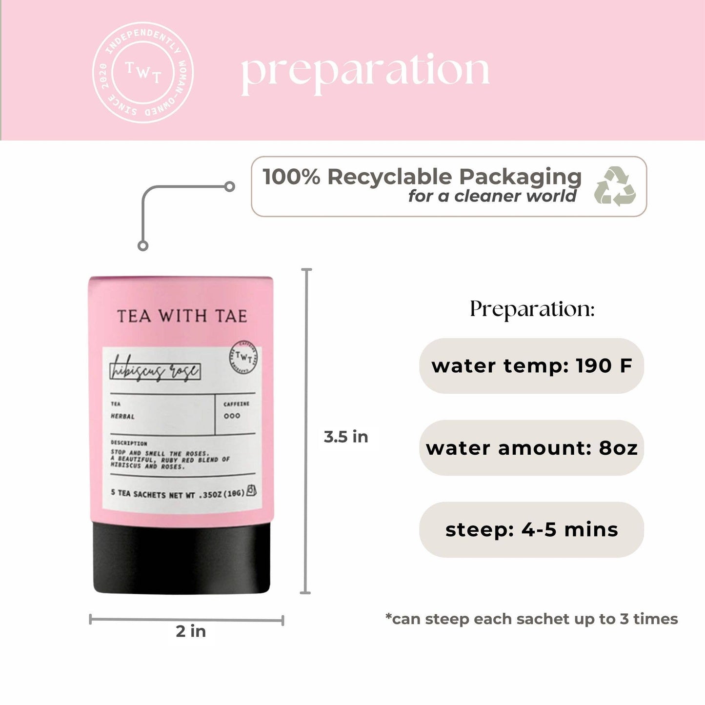 Hibiscus Rose Herbal Mini Tube (5 tea bags)
