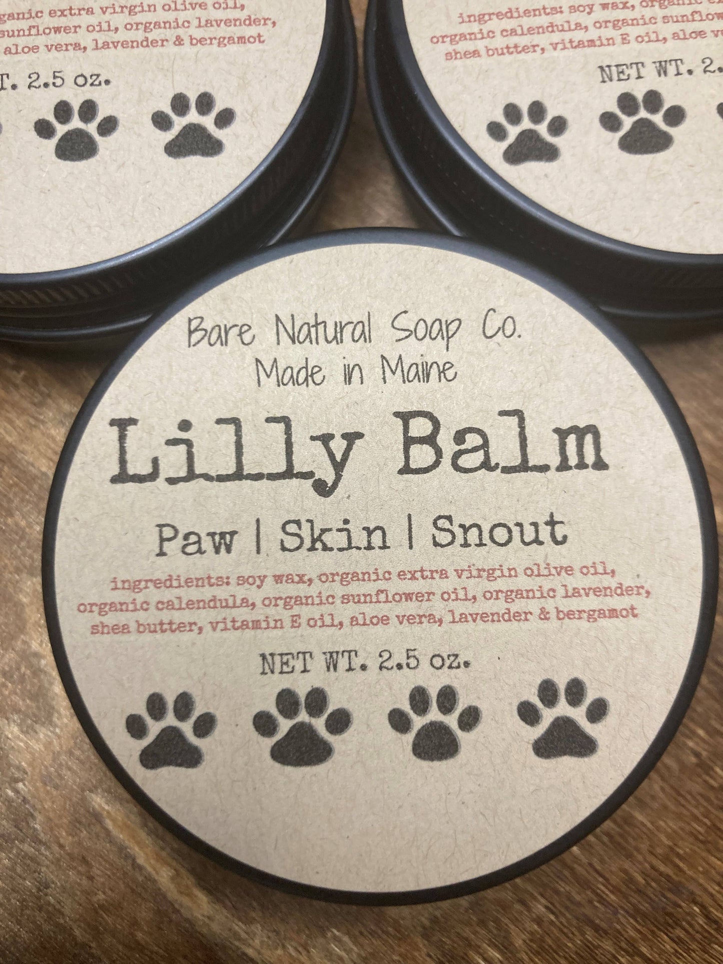 Organic Lilly Balm | 3 in 1 Paw, Skin, Snout | All-Natural 2.5oz. black tin