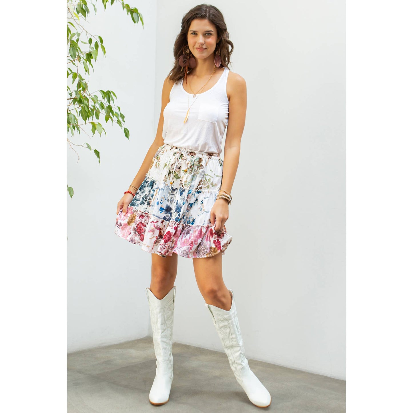 Floral Tiered Skirt