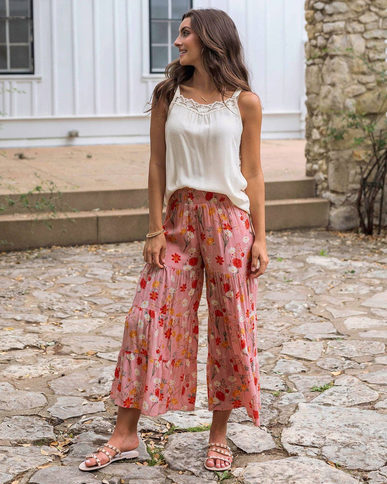 Maxi Skirt/Pant - Ankle Length in Pink Floral