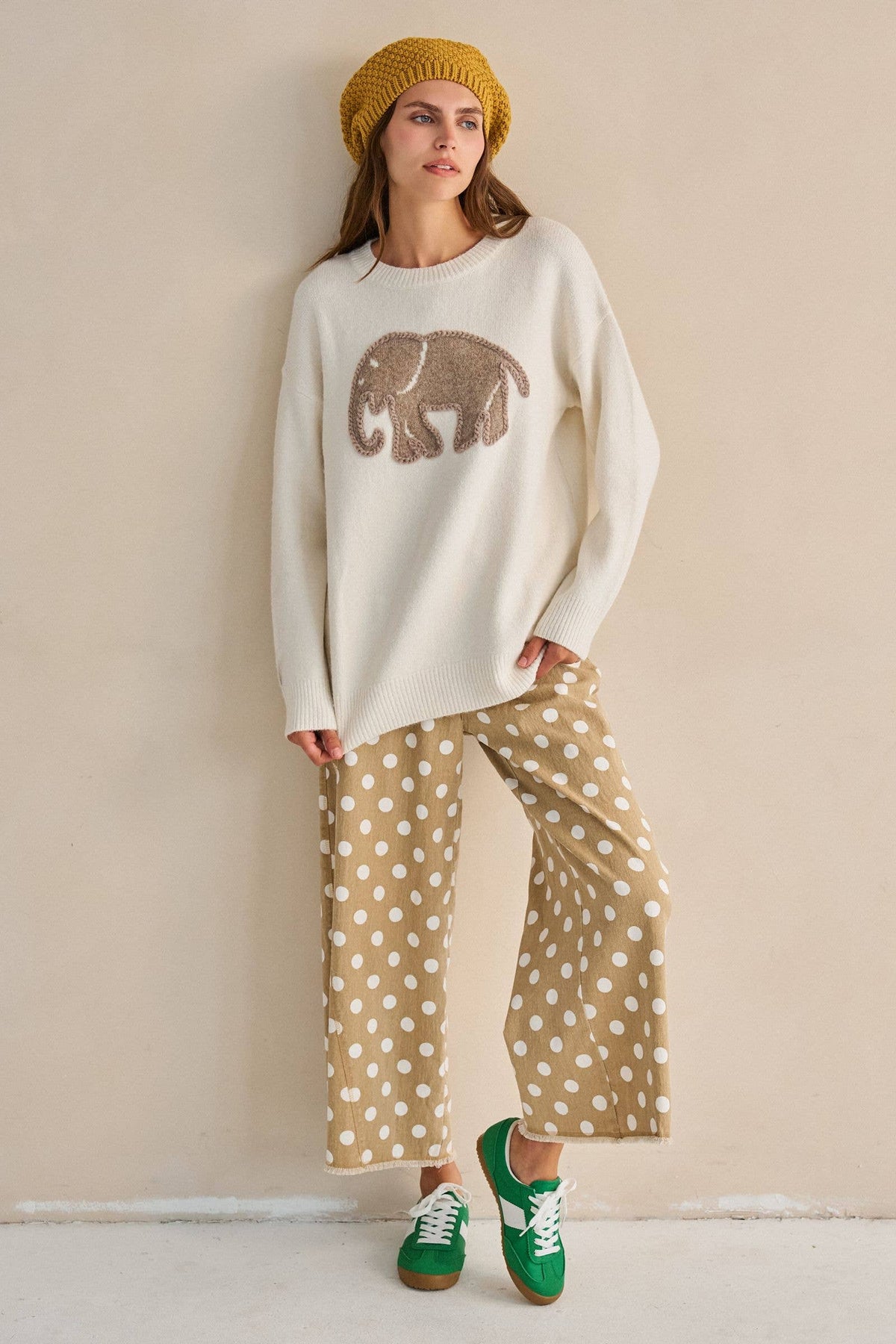 TEXTURED ELEPHANT KNIT SWEATER