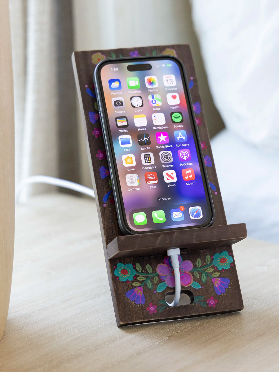 Natural Life Wooden Phone Stand-
Cocoa Folk Flower