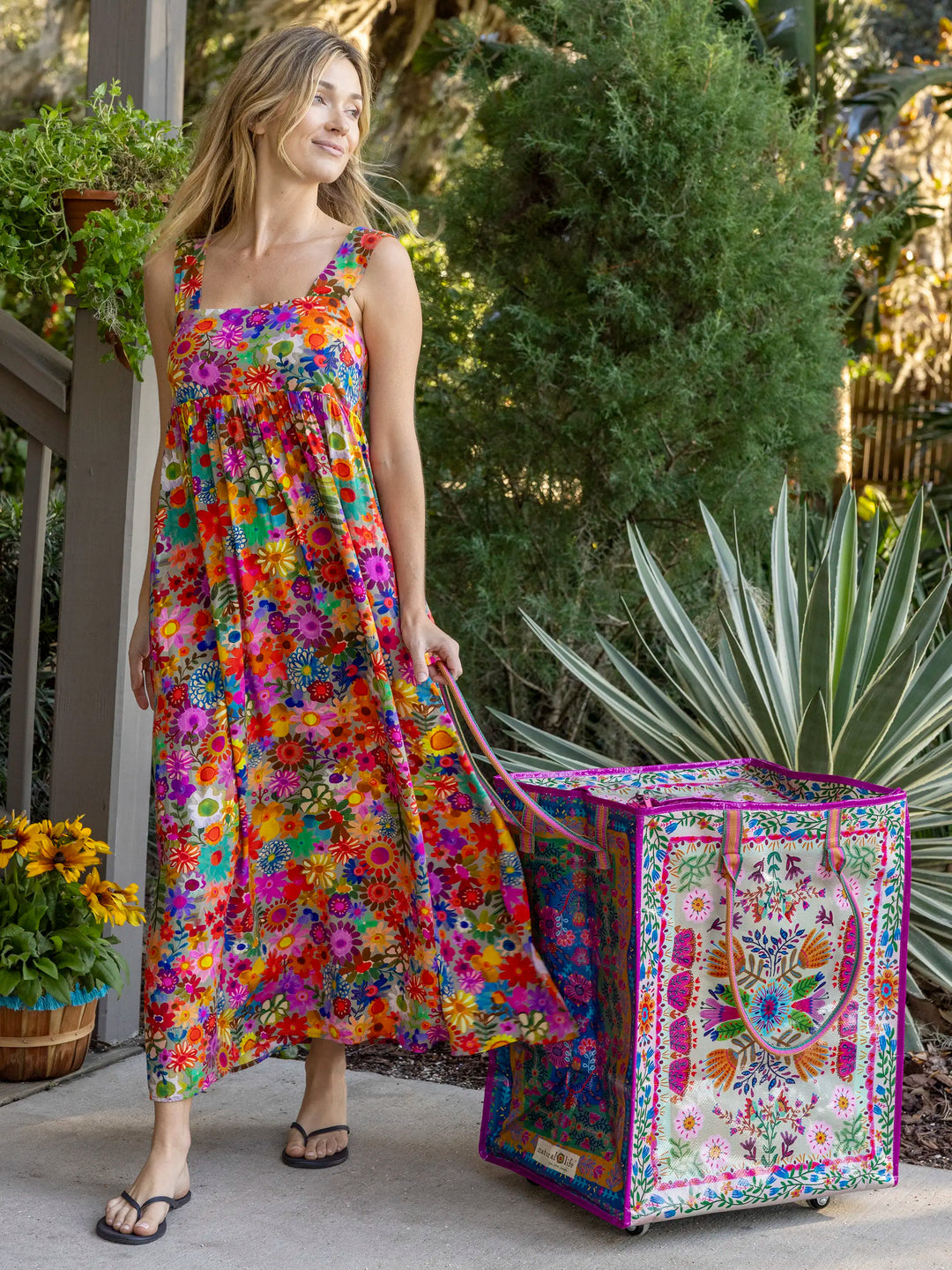 Natural Life Tricia Maxi Dress-Rainbow Calico Floral