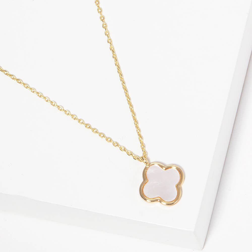 Gold Dipped Quatrefoil Pendant Necklace